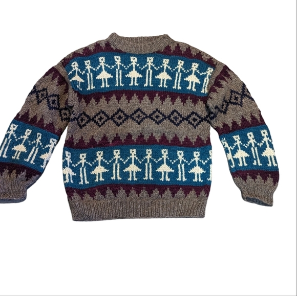 VTG Indigenous Sweater Nordic Print 100% Wool Pullover Sz XL  made in Ecuador - Picture 10 of 10